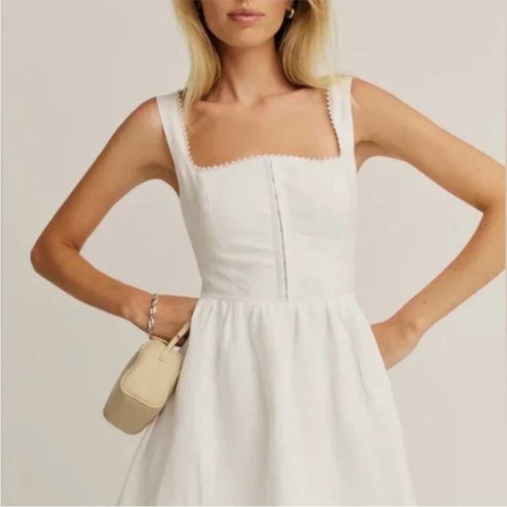 Reformation White Square-Neck Mini Dress - Picture 2 of 7